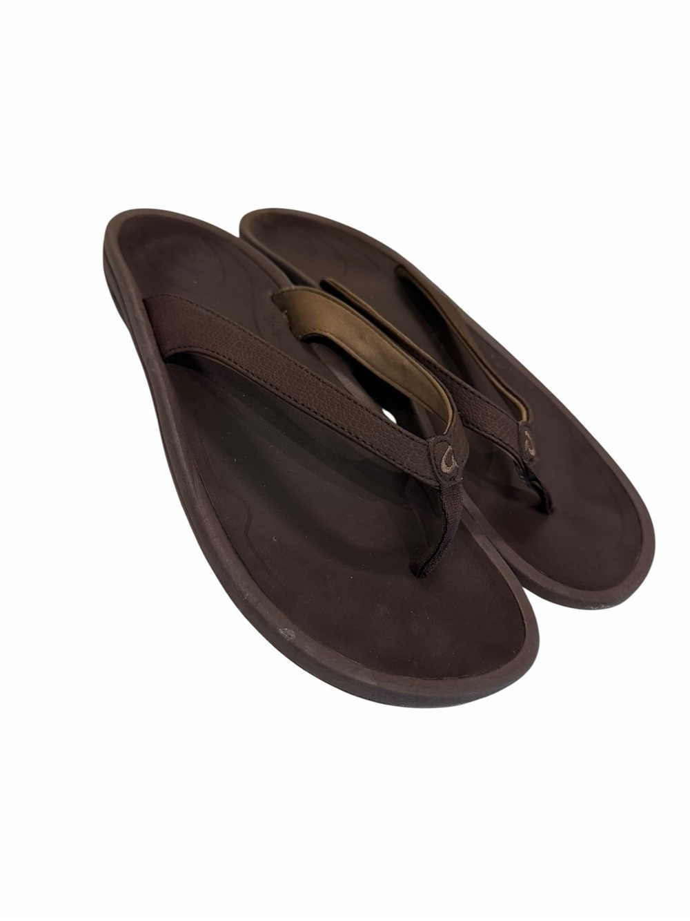 Women’s Olukai Brown Leather Flip Flops Sandals Size 10